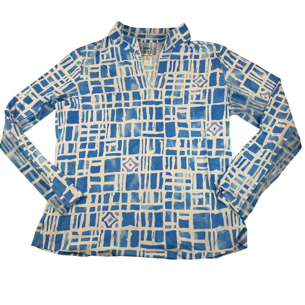 IBKUL UPF 50+ Quarter Zip Sun Shirt XL Blue White